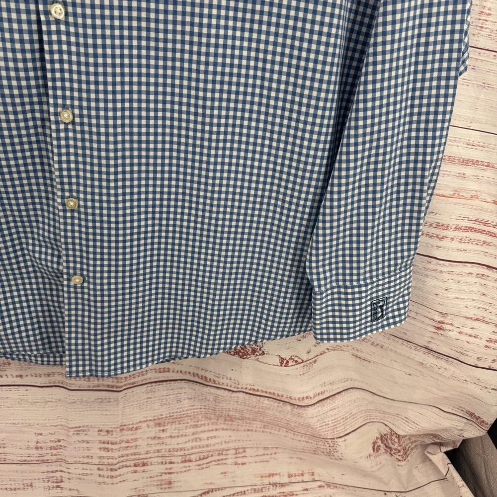 Peter Millar Summer Comfort Shirt Mens XL Blue Gingham PGA Tour Performance - Picture 4 of 10